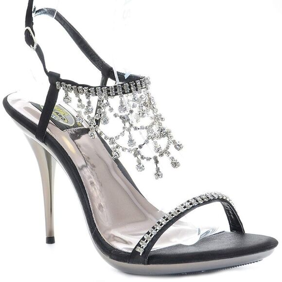 Cascading Rhinestone Sandals Evening Bridal Shoes - Picture 1 of 4